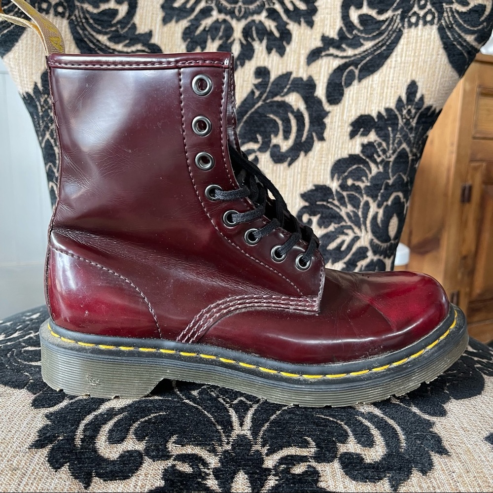 Doc Martens Red AirWair Vegan leather boots